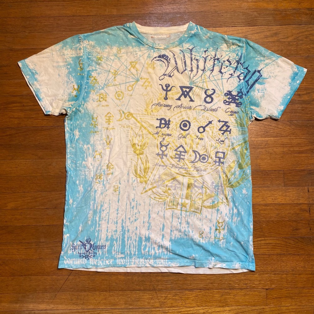 Whitetag Y2K Cyber Grunge Alchemical Sigil AOP T-Shirt Blue White XXL